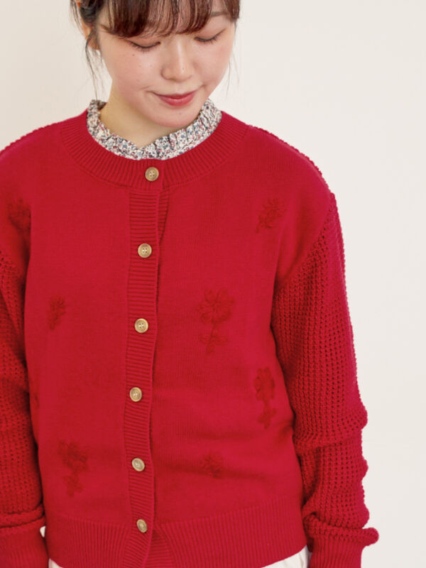 ◎刺繍カーディガン(グレー/チャコールグレー/レッド)|Samansa Mos2(サマンサ モスモス)通販