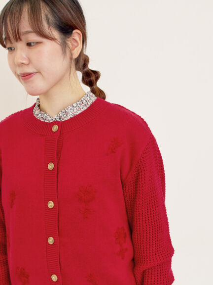 ◎刺繍カーディガン(グレー/チャコールグレー/レッド)|Samansa Mos2(サマンサ モスモス)通販