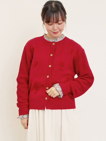 ◎刺繍カーディガン(グレー/チャコールグレー/レッド)|Samansa Mos2(サマンサ モスモス)通販