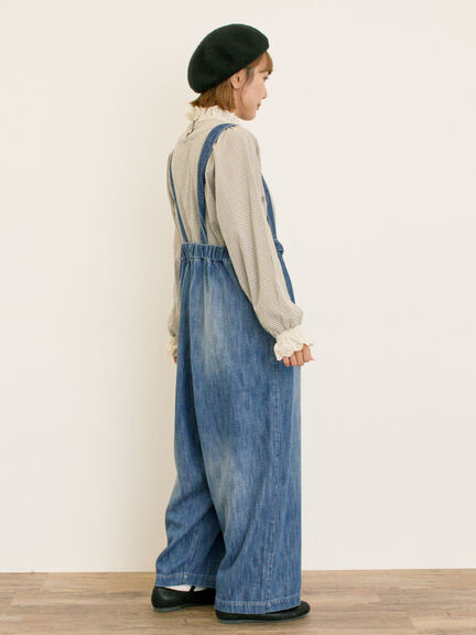 デニム/ツイルサスペンダー付きパンツ(ベージュ/ブルー/ネイビー)|Samansa Mos2(サマンサ モスモス)通販