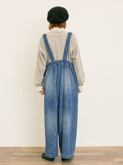 デニム/ツイルサスペンダー付きパンツ(ベージュ/ブルー/ネイビー)|Samansa Mos2(サマンサ モスモス)通販