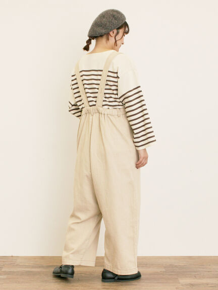 デニム/ツイルサスペンダー付きパンツ(ベージュ/ブルー/ネイビー)|Samansa Mos2(サマンサ モスモス)通販