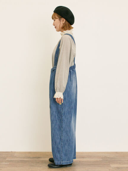 デニム/ツイルサスペンダー付きパンツ(ベージュ/ブルー/ネイビー)|Samansa Mos2(サマンサ モスモス)通販