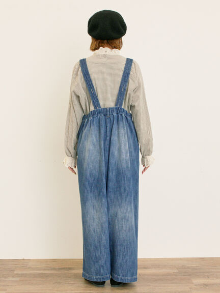 デニム/ツイルサスペンダー付きパンツ(ベージュ/ブルー/ネイビー)|Samansa Mos2(サマンサ モスモス)通販