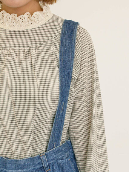 デニム/ツイルサスペンダー付きパンツ(ベージュ/ブルー/ネイビー)|Samansa Mos2(サマンサ モスモス)通販