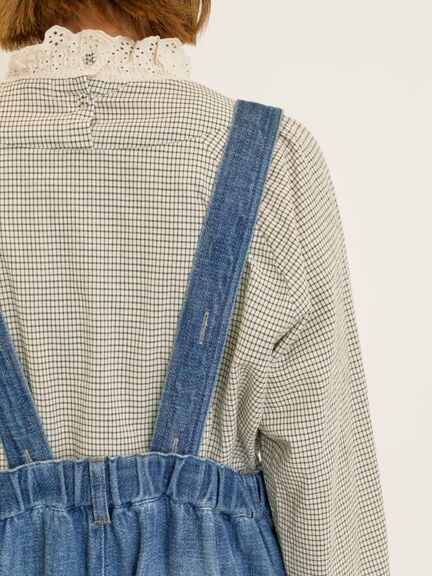 デニム/ツイルサスペンダー付きパンツ(ベージュ/ブルー/ネイビー)|Samansa Mos2(サマンサ モスモス)通販