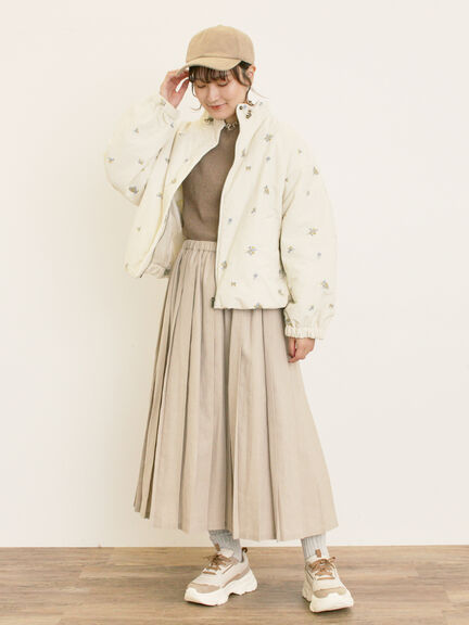 小花総刺繍中綿ジャケット(ブラック/オレンジ/キナリ)|Samansa Mos2(サマンサ モスモス)通販