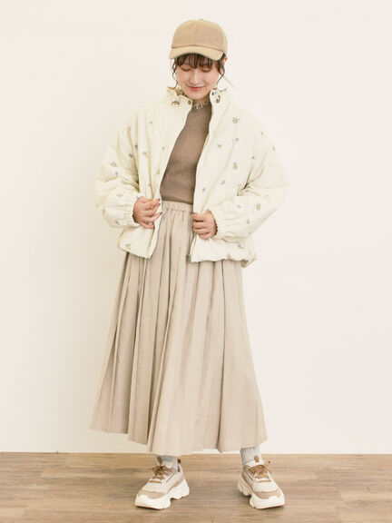 小花総刺繍中綿ジャケット(ブラック/オレンジ/キナリ)|Samansa Mos2(サマンサ モスモス)通販