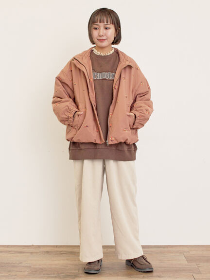 小花総刺繍中綿ジャケット(ブラック/オレンジ/キナリ)|Samansa Mos2(サマンサ モスモス)通販