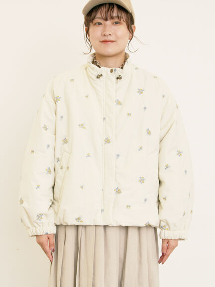 小花総刺繍中綿ジャケット(ブラック/オレンジ/キナリ)|Samansa Mos2(サマンサ モスモス)通販