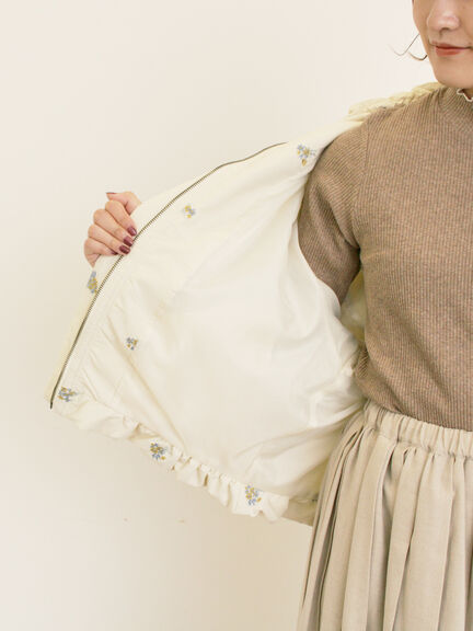 小花総刺繍中綿ジャケット(ブラック/オレンジ/キナリ)|Samansa Mos2(サマンサ モスモス)通販