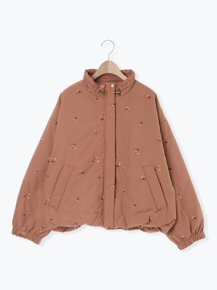 小花総刺繍中綿ジャケット(ブラック/オレンジ/キナリ)|Samansa Mos2(サマンサ モスモス)通販