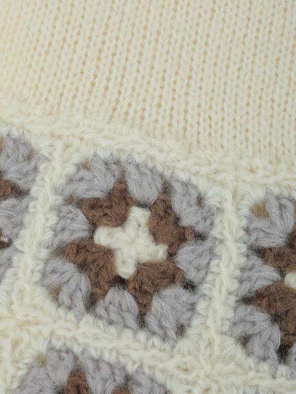 モチーフ編みマフラー(オフホワイト/モカ)|Samansa Mos2(サマンサ モスモス)通販