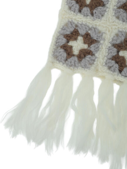 モチーフ編みマフラー(オフホワイト/モカ)|Samansa Mos2(サマンサ モスモス)通販