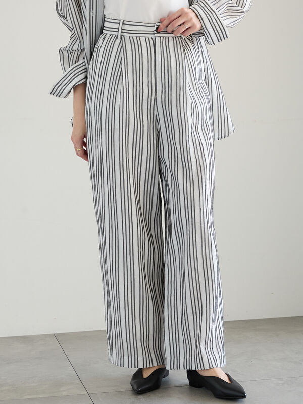 シェイドストライプタックパンツ(セットアップ可)《2025spring catalog item》(ブラック)|Te chichi(テチチ)通販