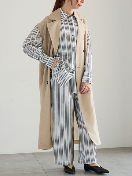 シェイドストライプタックパンツ(セットアップ可)《2025spring catalog item》(ブラック)|Te chichi(テチチ)通販