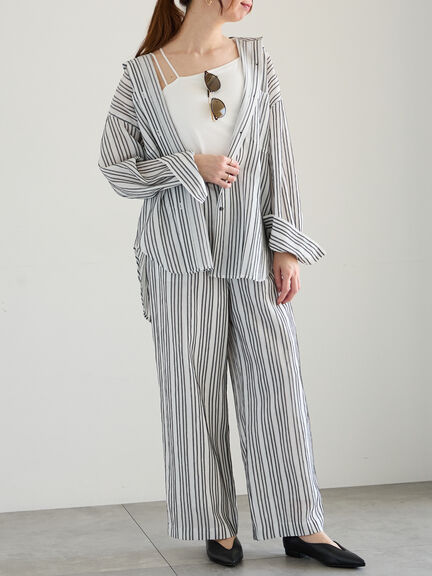 シェイドストライプタックパンツ(セットアップ可)《2025spring catalog item》(ブラック)|Te chichi(テチチ)通販