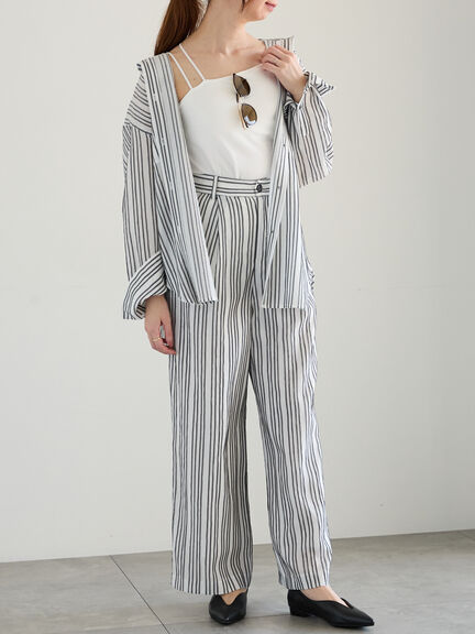 シェイドストライプタックパンツ(セットアップ可)《2025spring catalog item》(ブラック)|Te chichi(テチチ)通販