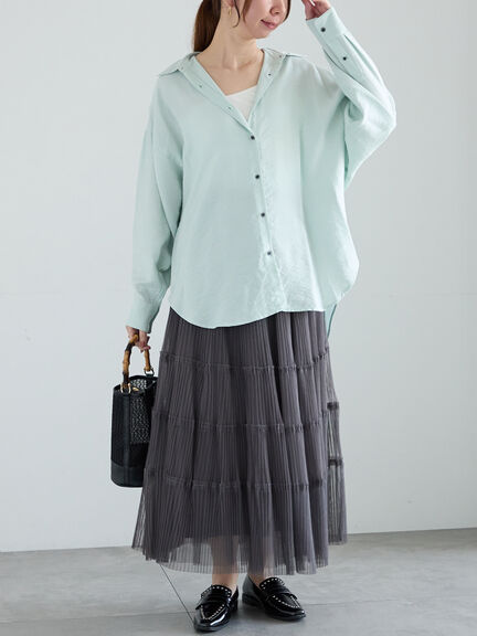 シャイニースパンドルマンシャツ《2025spring catalog item》(オフホワイト/ピンク/ミント)|Te chichi(テチチ)通販