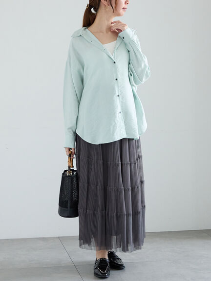 シャイニースパンドルマンシャツ《2025spring catalog item》(オフホワイト/ピンク/ミント)|Te chichi(テチチ)通販