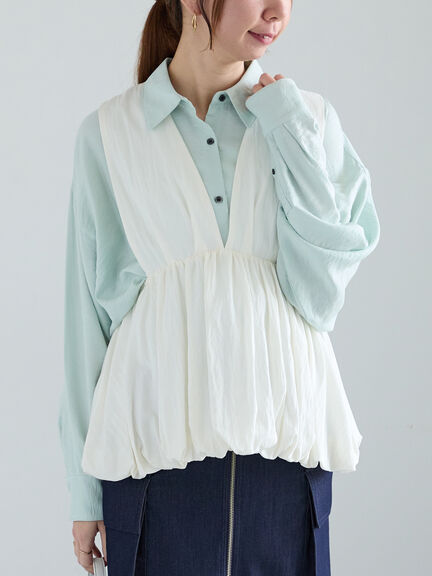 シャイニースパンドルマンシャツ《2025spring catalog item》(オフホワイト/ピンク/ミント)|Te chichi(テチチ)通販