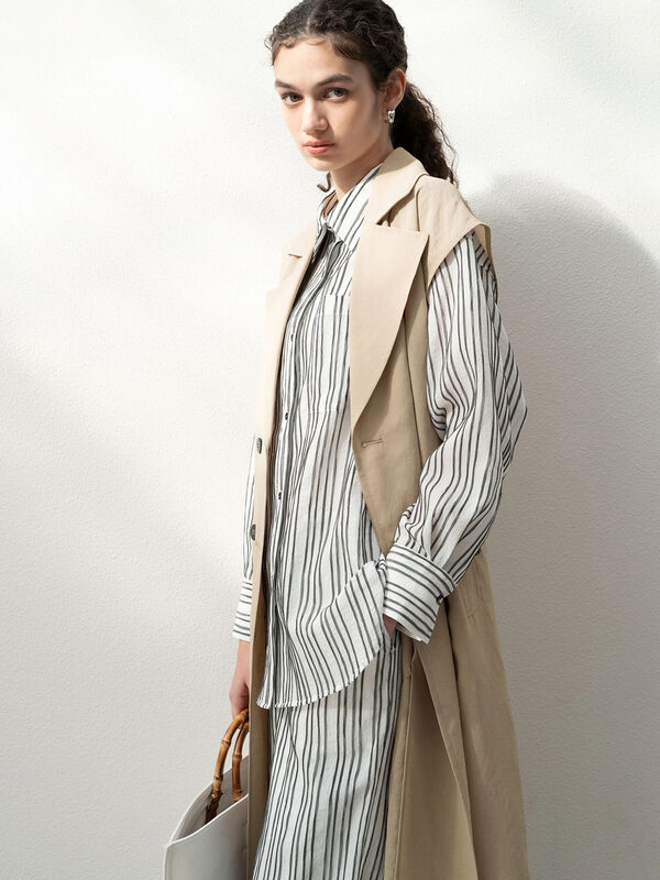 シェイドストライプオーバーシャツ(セットアップ可)《2025spring catalog item》(ブラック)|Te chichi(テチチ)通販