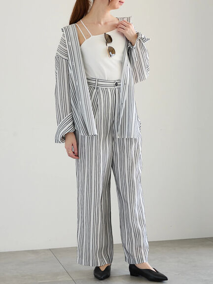 シェイドストライプオーバーシャツ(セットアップ可)《2025spring catalog item》(ブラック)|Te chichi(テチチ)通販