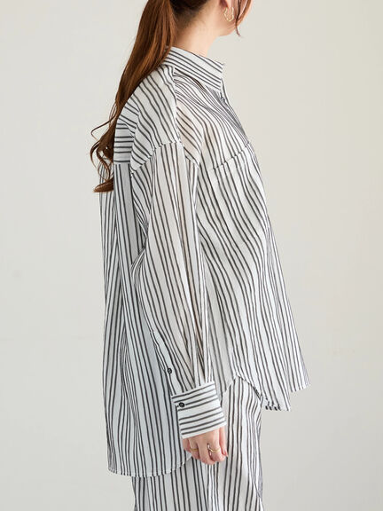 シェイドストライプオーバーシャツ(セットアップ可)《2025spring catalog item》(ブラック)|Te chichi(テチチ)通販