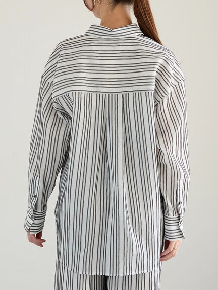 シェイドストライプオーバーシャツ(セットアップ可)《2025spring catalog item》(ブラック)|Te chichi(テチチ)通販