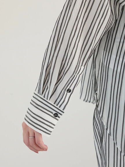 シェイドストライプオーバーシャツ(セットアップ可)《2025spring catalog item》(ブラック)|Te chichi(テチチ)通販