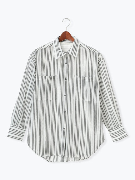 シェイドストライプオーバーシャツ(セットアップ可)《2025spring catalog item》(ブラック)|Te chichi(テチチ)通販