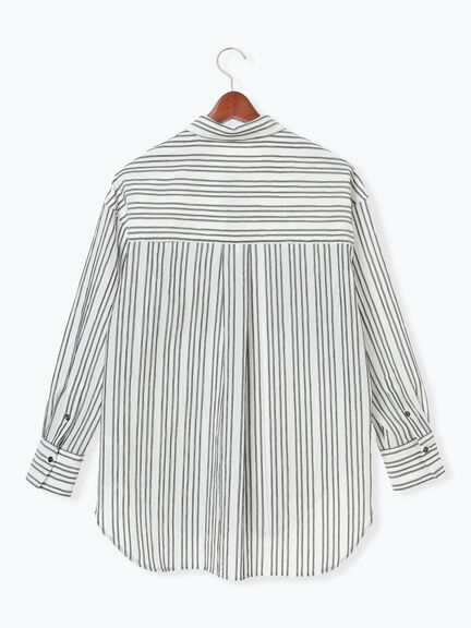 シェイドストライプオーバーシャツ(セットアップ可)《2025spring catalog item》(ブラック)|Te chichi(テチチ)通販