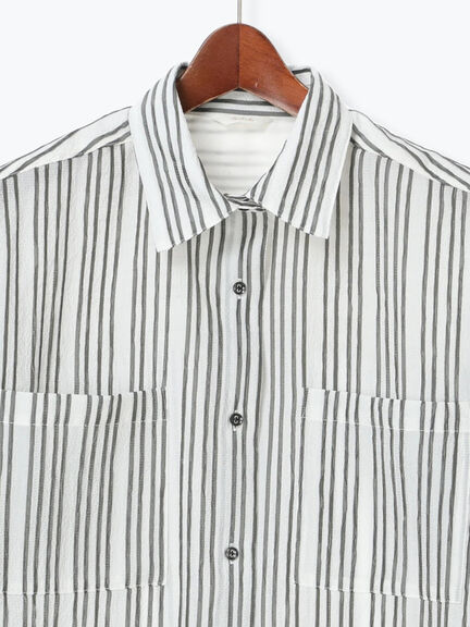 シェイドストライプオーバーシャツ(セットアップ可)《2025spring catalog item》(ブラック)|Te chichi(テチチ)通販