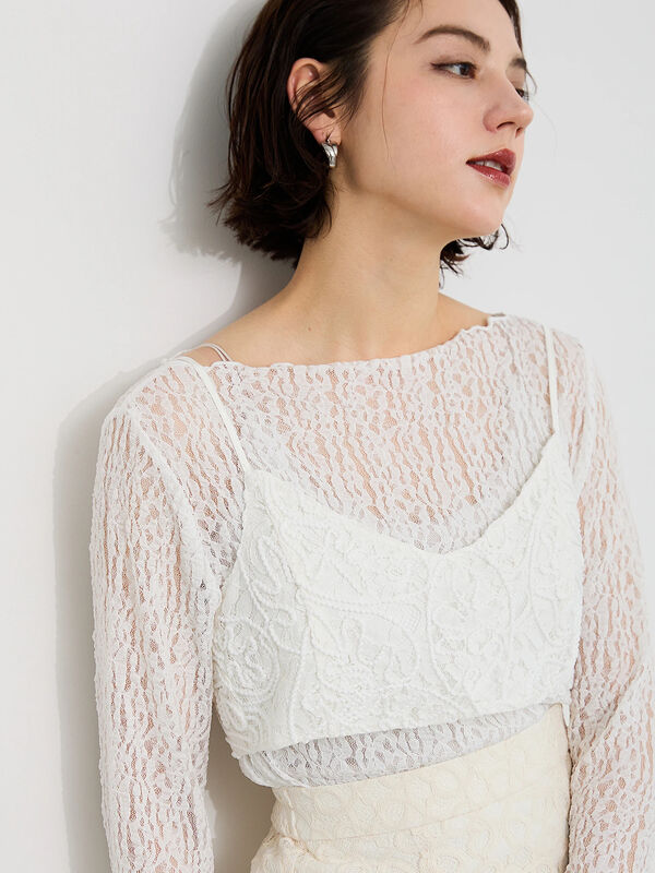 【Atelier Sucre】ロープ刺繍レースキャミブラウス《2025spring catalog item》(オフホワイト)|Te chichi(テチチ)通販