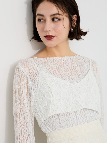 【Atelier Sucre】ロープ刺繍レースキャミブラウス《2025spring catalog item》(オフホワイト)|Te chichi(テチチ)通販