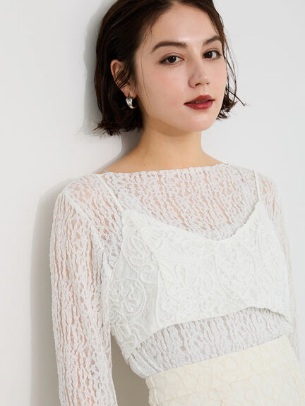 【Atelier Sucre】ロープ刺繍レースキャミブラウス《2025spring catalog item》(オフホワイト)|Te chichi(テチチ)通販