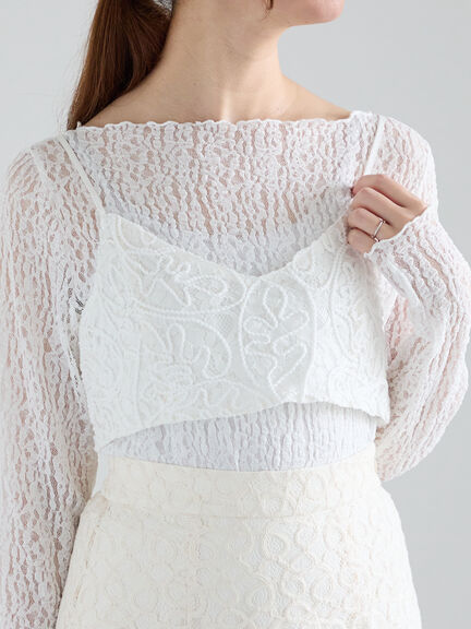 【Atelier Sucre】ロープ刺繍レースキャミブラウス《2025spring catalog item》(オフホワイト)|Te chichi(テチチ)通販