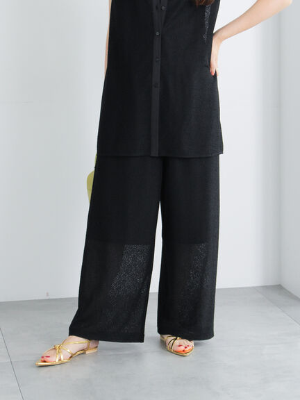 クレープメッシュストレートパンツ(セットアップ可)(ブラック/ブラウン)|Te chichi(テチチ)通販