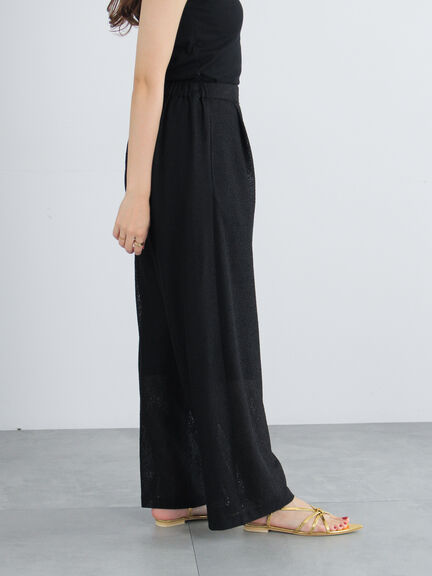 クレープメッシュストレートパンツ(セットアップ可)(ブラック/ブラウン)|Te chichi(テチチ)通販