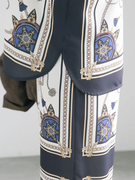 スカーフプリントブラウス(セットアップ可)(ブラウン/ネイビー)|Te chichi(テチチ)通販