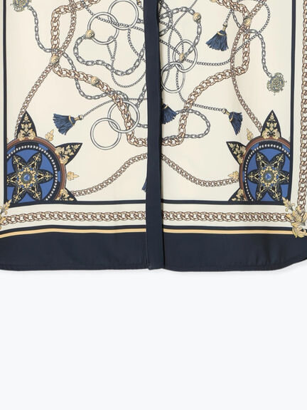 スカーフプリントブラウス(セットアップ可)(ブラウン/ネイビー)|Te chichi(テチチ)通販