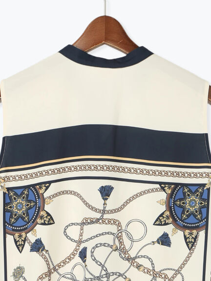 スカーフプリントブラウス(セットアップ可)(ブラウン/ネイビー)|Te chichi(テチチ)通販