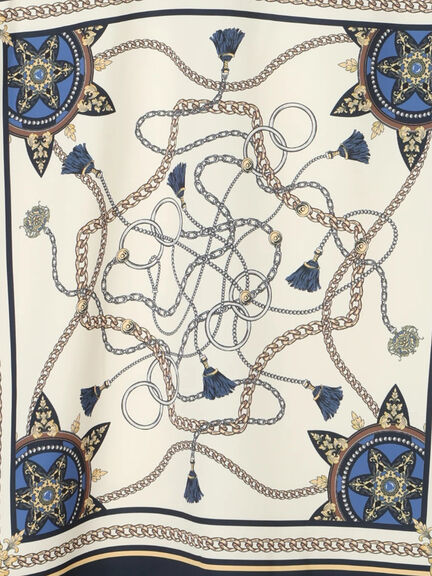 スカーフプリントブラウス(セットアップ可)(ブラウン/ネイビー)|Te chichi(テチチ)通販