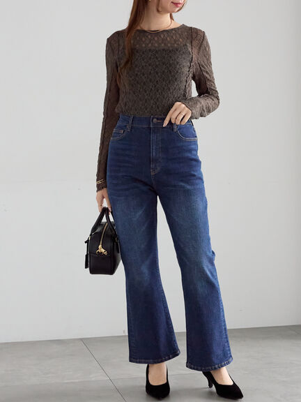 パッチワークレースクルーネックTOPS《2025Autumn catalog vol.2 item》(オフホワイト/チャコールグレー)|Te chichi(テチチ)通販