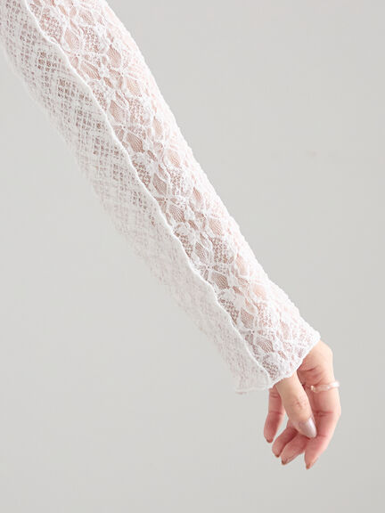 パッチワークレースクルーネックTOPS《2025Autumn catalog vol.2 item》(オフホワイト/チャコールグレー)|Te chichi(テチチ)通販