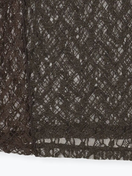 パッチワークレースクルーネックTOPS《2025Autumn catalog vol.2 item》(オフホワイト/チャコールグレー)|Te chichi(テチチ)通販