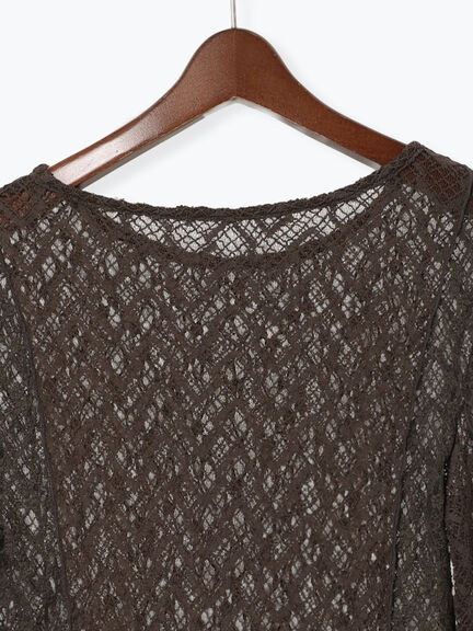 パッチワークレースクルーネックTOPS《2025Autumn catalog vol.2 item》(オフホワイト/チャコールグレー)|Te chichi(テチチ)通販