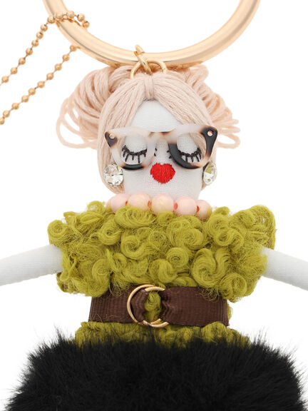 ボア×ファー ガール チャーム(ブラウン/グリーン)|Te chichi(テチチ)通販