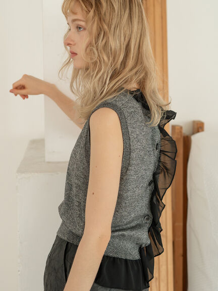 シフォンフリルニットベスト(グレー/ブラック/ベージュ)|Te chichi(テチチ)通販