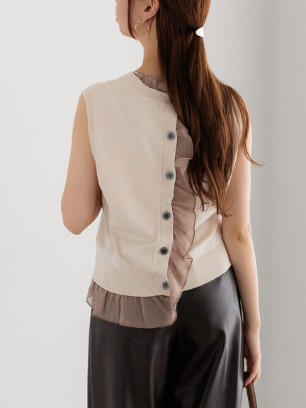 シフォンフリルニットベスト(グレー/ブラック/ベージュ)|Te chichi(テチチ)通販